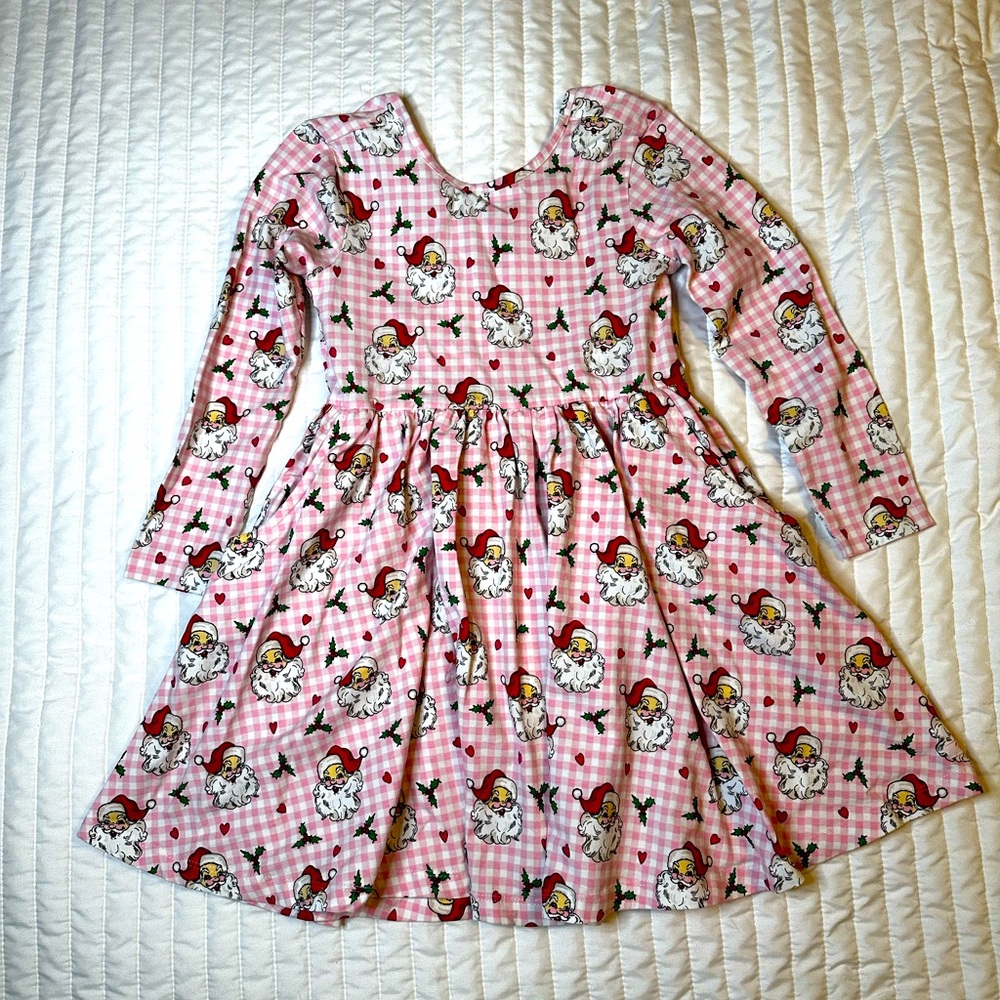 Ruffle Butts - Santa Print Pink Dress